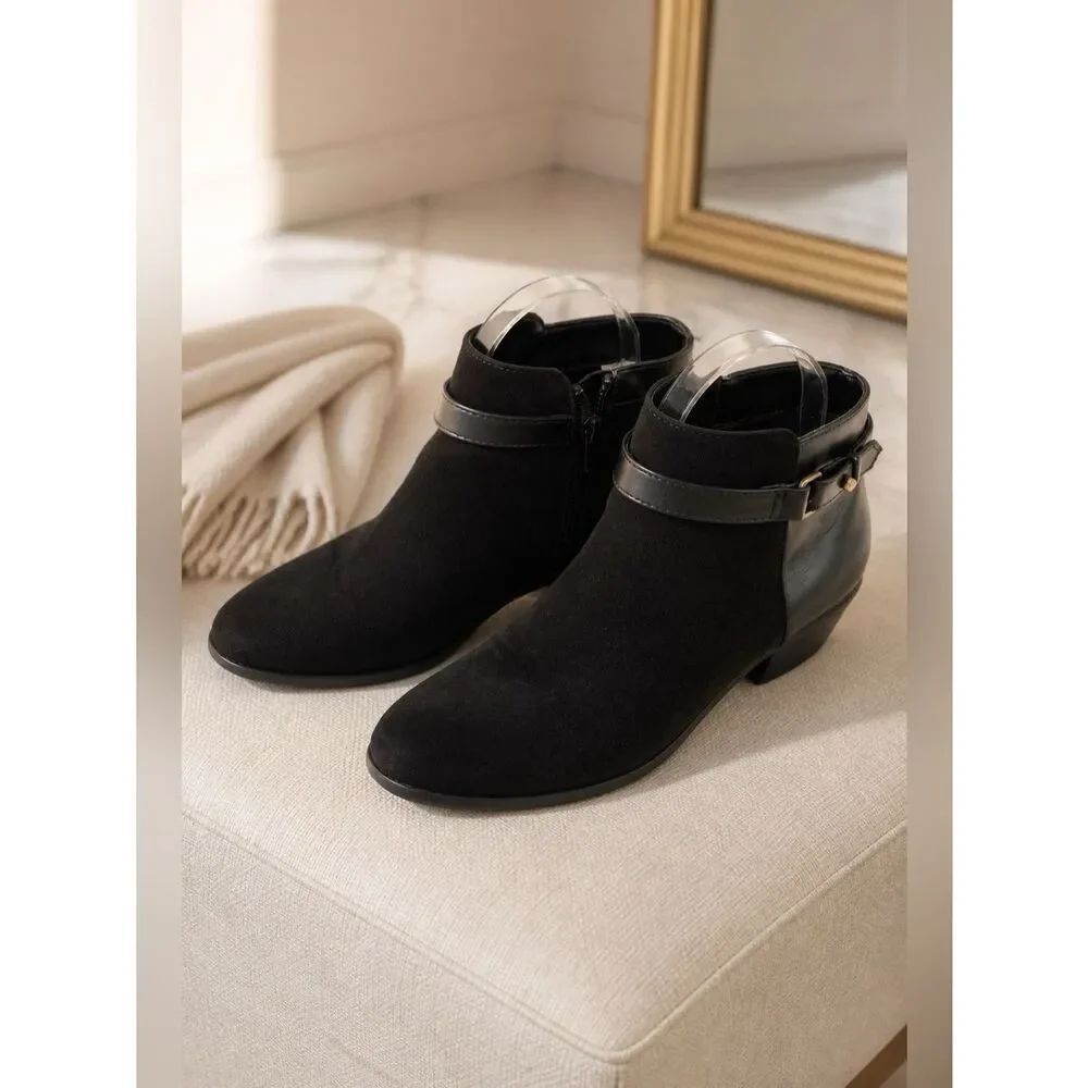 BLACK SUEDE & LEATHER BOOTIES S-8